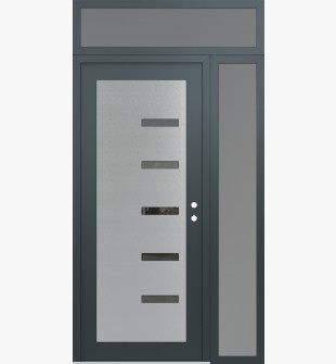 Diamond C8 48" x 96" anthracite/anthracite mirrored Glass Panel stainless steel LHI with Sidelite and Transom frosted Glass