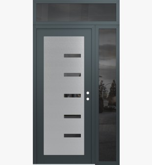 Diamond C8 52" x 96" anthracite/anthracite mirrored Glass Panel stainless steel LHI with Sidelite and Transom mirrored Glass