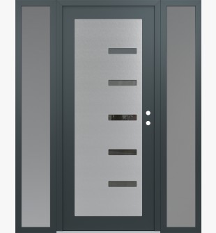 Diamond C8 60" x 80" anthracite/anthracite mirrored Glass Panel stainless steel LHI with 2 Sidelites frosted Glass