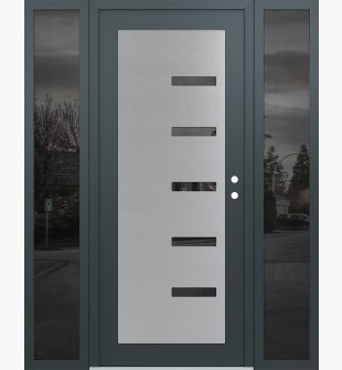 Diamond C8 68" x 80" anthracite/anthracite mirrored Glass Panel stainless steel LHI with 2 Sidelites mirrored Glass