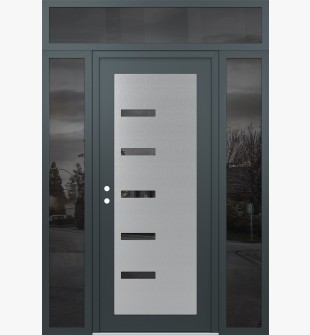 Diamond C8 60" x 96" anthracite/anthracite mirrored Glass Panel stainless steel RHI with 2 Sidelites and Transom mirrored Glass