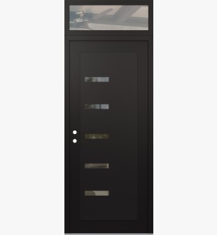 Diamond C8 36" x 96" black/black clear Glass Panel black RHI with Transom clear Glass