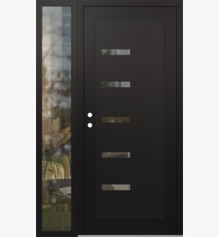 Diamond C8 48" x 80" black/black clear Glass Panel black RHI with Sidelite clear Glass