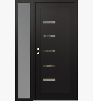 Diamond C8 48" x 80" black/black clear Glass Panel black RHI with Sidelite frosted Glass