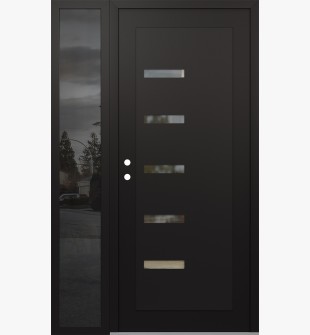 Diamond C8 50" x 80" black/black clear Glass Panel black RHI with Sidelite mirrored Glass