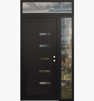 Diamond C8 52" x 96" black/black clear Glass Panel black LHI with Sidelite and Transom clear Glass