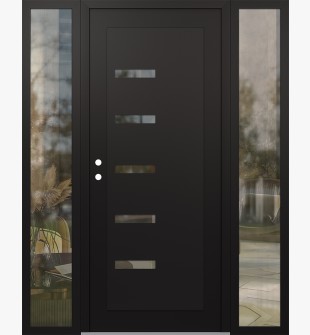 Diamond C8 60" x 80" black/black clear Glass Panel black RHI with 2 Sidelites clear Glass