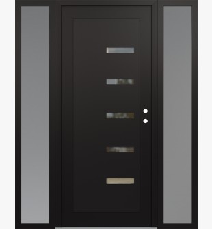 Diamond C8 60" x 80" black/black clear Glass Panel black LHI with 2 Sidelites frosted Glass
