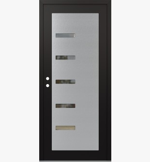 Diamond C8 36" x 80" black/black clear Glass Panel stainless steel RHI