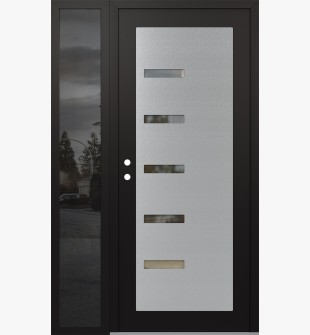 Diamond C8 50" x 80" black/black clear Glass Panel stainless steel RHI with Sidelite mirrored Glass