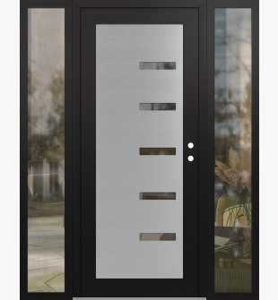 Diamond C8 68" x 80" black/black clear Glass Panel stainless steel LHI with 2 Sidelites clear Glass