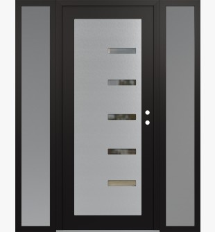 Diamond C8 60" x 80" black/black clear Glass Panel stainless steel LHI with 2 Sidelites frosted Glass