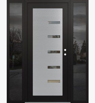 Diamond C8 60" x 80" black/black clear Glass Panel stainless steel LHI with 2 Sidelites mirrored Glass