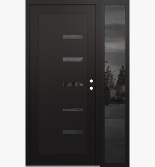 Diamond C8 48" x 80" black/black mirrored Glass Panel black LHI with Sidelite mirrored Glass