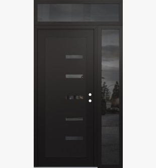 Diamond C8 48" x 96" black/black mirrored Glass Panel black LHI with Sidelite and Transom mirrored Glass