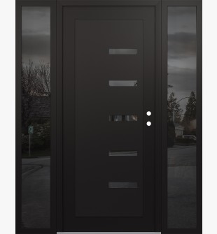 Diamond C8 60" x 80" black/black mirrored Glass Panel black LHI with 2 Sidelites mirrored Glass