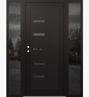Diamond C8 60" x 80" black/black mirrored Glass Panel black RHI with 2 Sidelites mirrored Glass