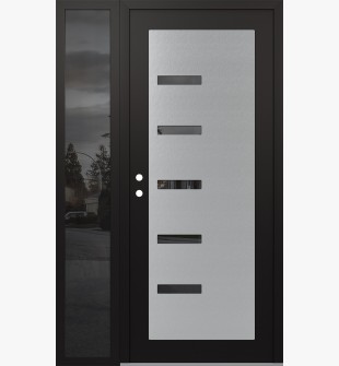 Diamond C8 48" x 80" black/black mirrored Glass Panel stainless steel RHI with Sidelite mirrored Glass