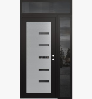 Diamond C8 48" x 96" black/black mirrored Glass Panel stainless steel LHI with Sidelite and Transom mirrored Glass