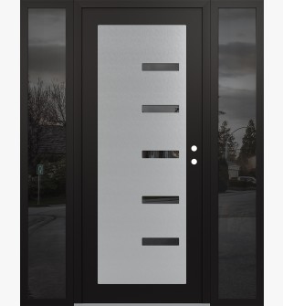 Diamond C8 60" x 80" black/black mirrored Glass Panel stainless steel LHI with 2 Sidelites mirrored Glass