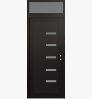 Diamond C8 36" x 96" black/white frosted Glass Panel black LHI with Transom frosted Glass