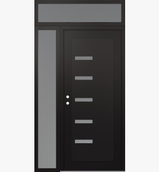 Diamond C8 50" x 96" black/white frosted Glass Panel black RHI with Sidelite and Transom frosted Glass