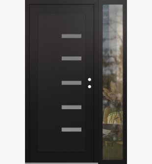 Diamond C8 52" x 80" black/white frosted Glass Panel black LHI with Sidelite clear Glass