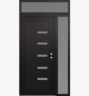 Diamond C8 52" x 96" black/white frosted Glass Panel black LHI with Sidelite and Transom frosted Glass