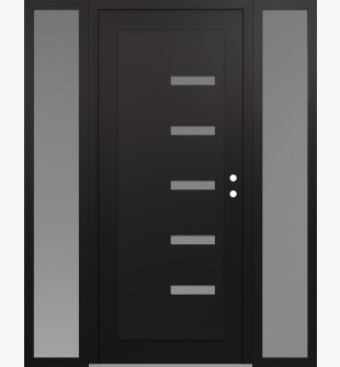 Diamond C8 60" x 80" black/white frosted Glass Panel black LHI with 2 Sidelites frosted Glass