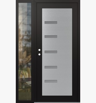 Diamond C8 50" x 80" black/white frosted Glass Panel stainless steel RHI with Sidelite clear Glass