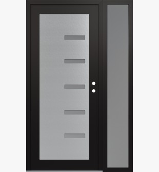 Diamond C8 48" x 80" black/white frosted Glass Panel stainless steel LHI with Sidelite frosted Glass