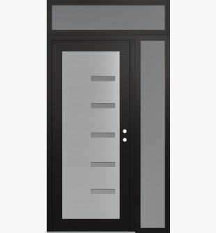 Diamond C8 48" x 96" black/white frosted Glass Panel stainless steel LHI with Sidelite and Transom frosted Glass