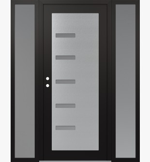 Diamond C8 60" x 80" black/white frosted Glass Panel stainless steel RHI with 2 Sidelites frosted Glass