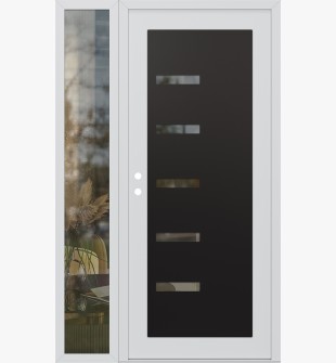 Diamond C8 48" x 80" white/white clear Glass Panel black RHI with Sidelite clear Glass