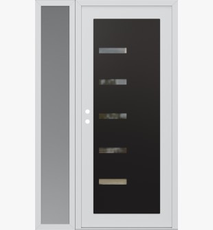 Diamond C8 52" x 80" white/white clear Glass Panel black RHI with Sidelite frosted Glass