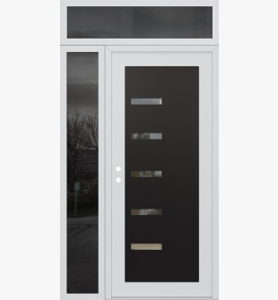 Diamond C8 48" x 96" white/white clear Glass Panel black RHI with Sidelite and Transom mirrored Glass