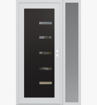 Diamond C8 52" x 80" white/white clear Glass Panel black LHI with Sidelite frosted Glass