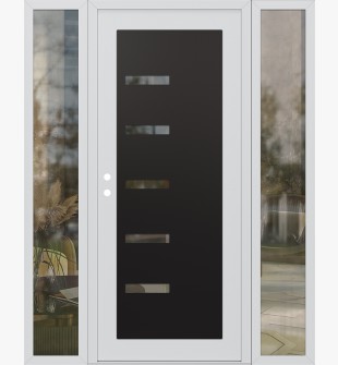 Diamond C8 60" x 80" white/white clear Glass Panel black RHI with 2 Sidelites clear Glass