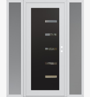 Diamond C8 68" x 80" white/white clear Glass Panel black LHI with 2 Sidelites frosted Glass