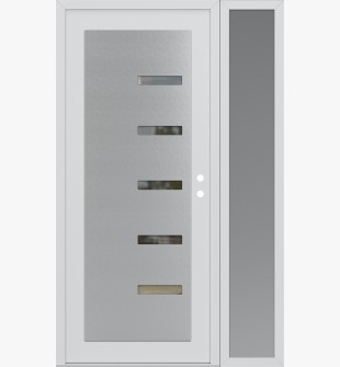Diamond C8 52" x 80" white/white clear Glass Panel stainless steel LHI with Sidelite frosted Glass