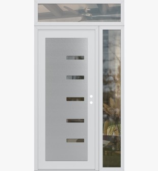 Diamond C8 52" x 96" white/white clear Glass Panel stainless steel LHI with Sidelite and Transom clear Glass