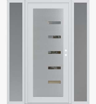 Diamond C8 64" x 80" white/white clear Glass Panel stainless steel LHI with 2 Sidelites frosted Glass