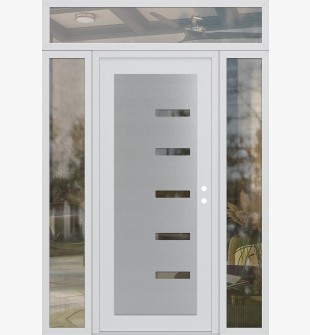 Diamond C8 64" x 96" white/white clear Glass Panel stainless steel LHI with 2 Sidelites and Transom clear Glass