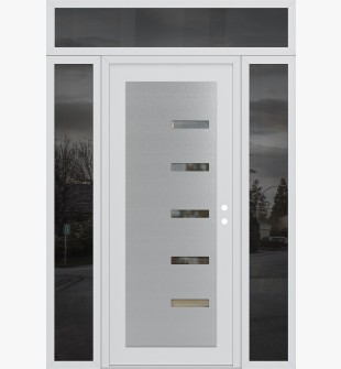 Diamond C8 60" x 96" white/white clear Glass Panel stainless steel LHI with 2 Sidelites and Transom mirrored Glass