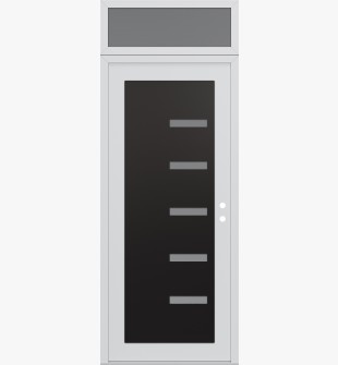 Diamond C8 36" x 96" white/white frosted Glass Panel black LHI with Transom frosted Glass