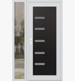 Diamond C8 52" x 80" white/white frosted Glass Panel black RHI with Sidelite clear Glass