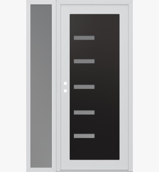 Diamond C8 50" x 80" white/white frosted Glass Panel black RHI with Sidelite frosted Glass