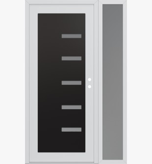 Diamond C8 50" x 80" white/white frosted Glass Panel black LHI with Sidelite frosted Glass