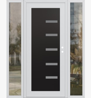 Diamond C8 68" x 80" white/white frosted Glass Panel black LHI with 2 Sidelites clear Glass