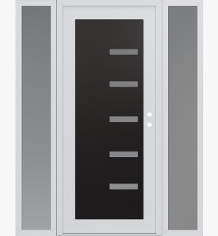 Diamond C8 64" x 80" white/white frosted Glass Panel black LHI with 2 Sidelites frosted Glass